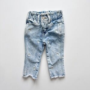 Gap Denim Pants with Embroidered Daisy Flower for Babies or Infants 3-6,Preowned